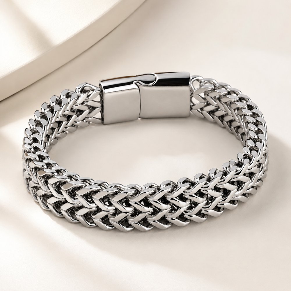 Titanium Steel Double Woven Magnetic Clasp Bracelet