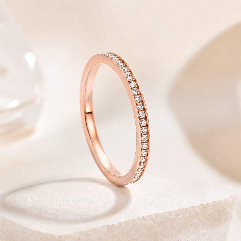 Stainless Steel Crystal Accent Ring