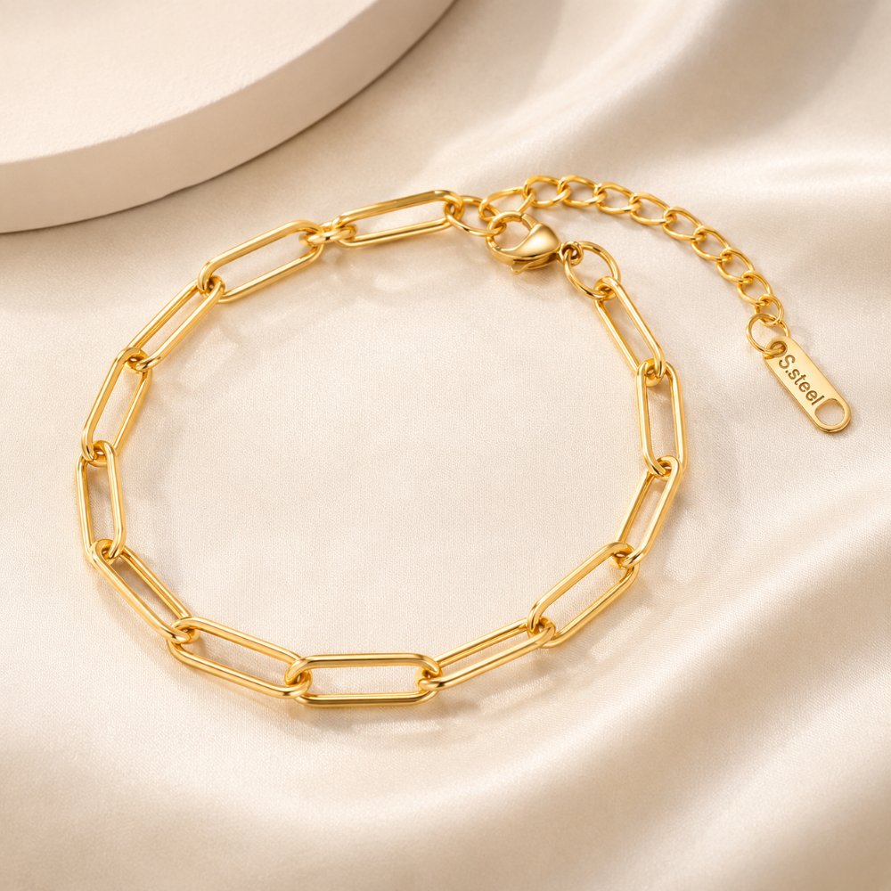 Titanium Steel Paperclip Chain Bracelet