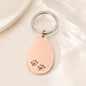 Stainless Steel Paw Print Keychain