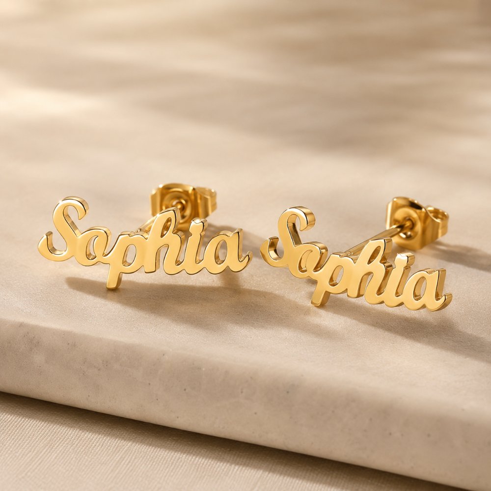 Custom Stainless Steel Name Stud Earrings