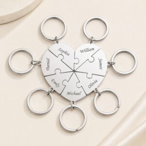 Engraved Heart Puzzle Keychain
