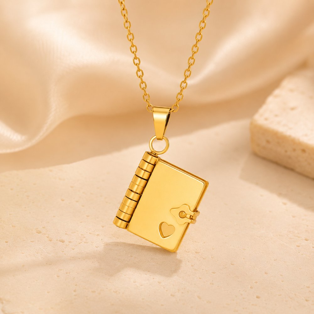 Personalized Titanium Steel Book Necklace