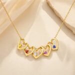 Stainless Steel Necklace Pendant Personalized Heart Birthstone Charm Necklace