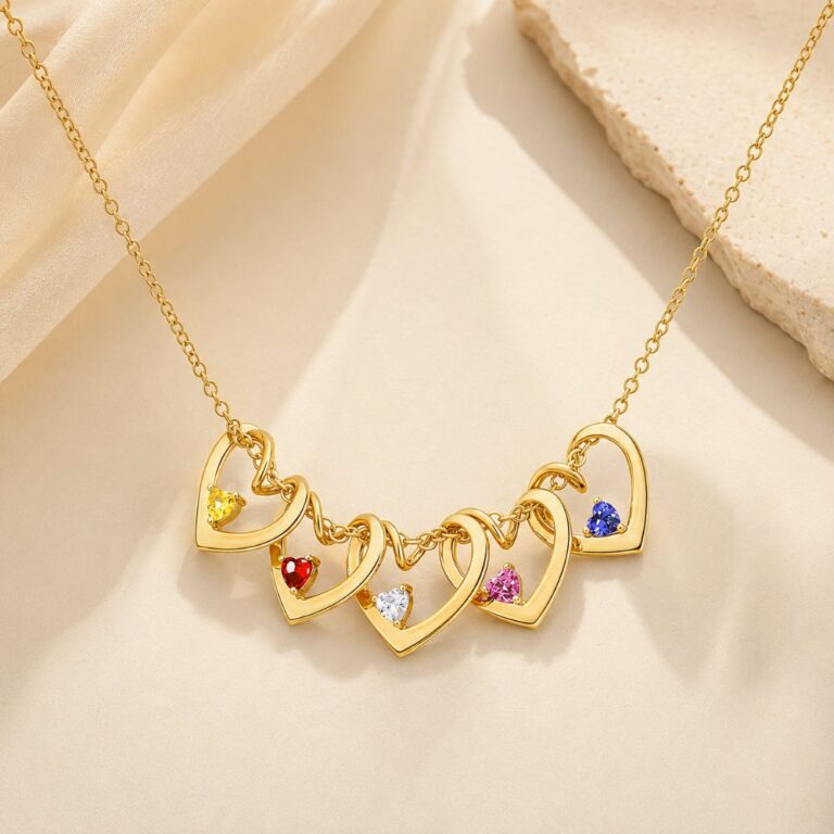 Stainless Steel Necklace Pendant Personalized Heart Birthstone Charm Necklace
