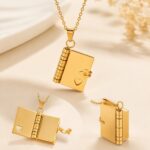 Stainless Steel Necklace Pendant Personalized Titanium Steel Book Necklace