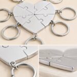 Stainless Steel Keychain Engraved Heart Puzzle Keychain