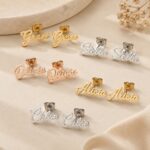 Stainless Steel Earrings Custom Stainless Steel Name Stud Earrings