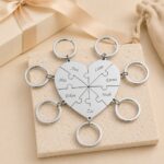 Stainless Steel Keychain Engraved Heart Puzzle Keychain