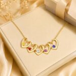 Stainless Steel Necklace Pendant Personalized Heart Birthstone Charm Necklace