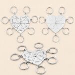 Stainless Steel Keychain Engraved Heart Puzzle Keychain