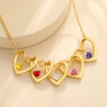 Stainless Steel Necklace Pendant Personalized Heart Birthstone Charm Necklace