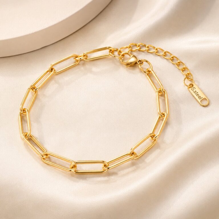 Titanium Steel Paperclip Chain Bracelet