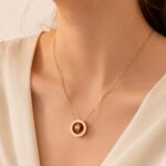 Stainless Steel Necklace Pendant Stainless Steel Roman Numeral Double Ring Necklace
