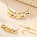 Stainless Steel Necklace Pendant Personalized Heart Birthstone Charm Necklace