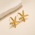 Stainless Steel Earrings Gold Tone Starfish Stud Earrings
