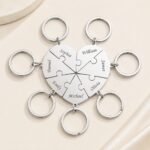 Stainless Steel Keychain Engraved Heart Puzzle Keychain