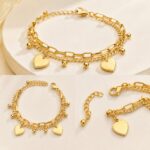 Stainless Steel Chain Bracelet Titanium Steel Double-Layer Heart Charm Bracelet