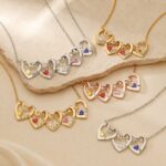 Stainless Steel Necklace Pendant Personalized Heart Birthstone Charm Necklace