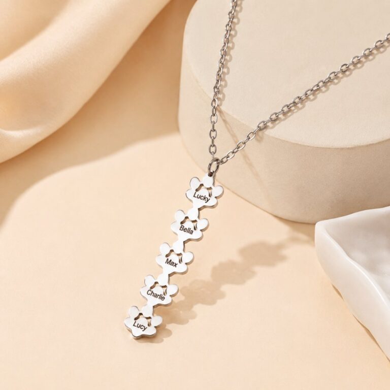Stainless Steel Necklace Pendant Personalized Stainless Steel Paw Print Necklace