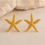 Stainless Steel Earrings Gold Tone Starfish Stud Earrings