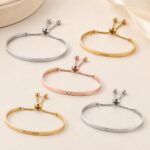 Stainless Steel Bangle Bracelet Adjustable Engravable Stainless Steel Bangle